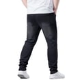 thumbnail image 6 of USNSM Mens Plus Size Trendy Jeans Joggers Stretchy, Elastic Waist Drawstring Pockets Denim Pants, Big and Tall Casual Stacked Jeans Black S, 6 of 9