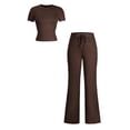 thumbnail image 4 of MSJUHEG Sleeveless Round Neck Tank Tops Beach Vacation Clothes for Women Two Piece Sets for Women Dressy Summer Work Outfits for Women Lounge Sets for Women Sets for Women Brown M, 4 of 9