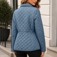 thumbnail image 4 of HCBY Women's Quilted Jacket Snap Button Front Lapel Collar Long Sleeve Lightweight Padded Coat with Pockets, Diamond Quilted Casual Outerwear for Fall Winter Work Everyday, 4 of 7