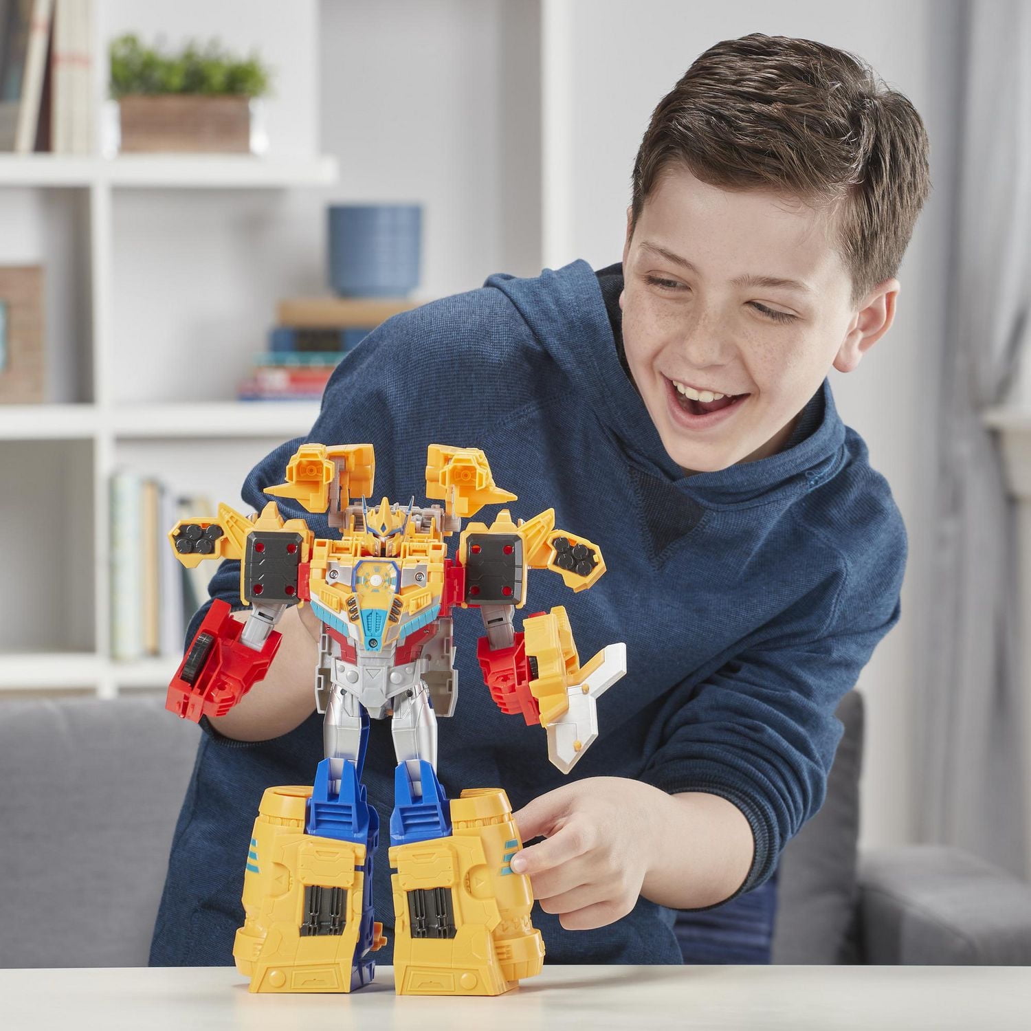 Jouets Transformers Cyberverse Spark Armor, figurine Optimus Prime Puissance de l'arche, taille de 30 cm, se combine au véhicule Puissance de l'arche pour gagner en surpuissance, pour enfants, à parti
