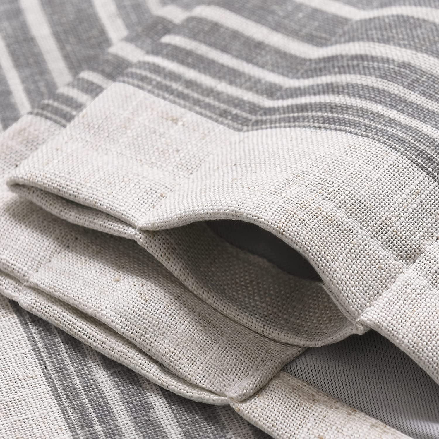 DriftAway Chris Vertical Striped Pattern Linen Textured Blackout Window Curtain Valance Grey 52" width x 18 " length