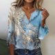 thumbnail image 1 of ICHUANYI Liquidación Moda Mujer Verano V-Cuello Manga 3/4 Estampado Casual Camiseta Blusa ICHUANYI WER202308257570, 1 of 5