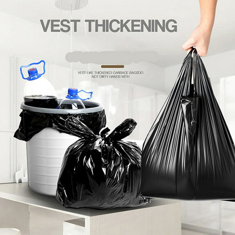 50Pcs Garbage Bags Handle Household Disposable Black Trash Pouch Portable  Thickened Plastic Bag Kitchen Waste Bin Trash Bags