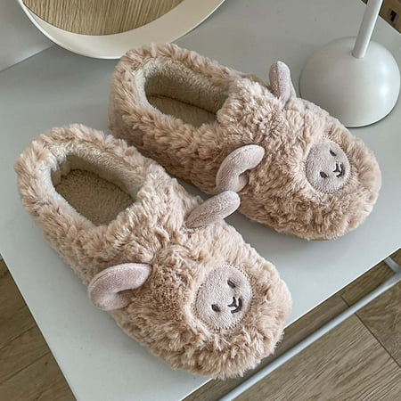 

Shldybc Womens Mens Mules Plush Warm Slippers Cartoon Lamb Home Shoes Autumn and Winter Indoor Cotton Slipper Men s and Women s Cotton Slippers Warm Soft-Soled Slippers Home Decor Clearance