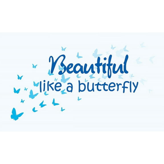 Blue 22" wide Beautiful Like a Butterfly with butterflies… Nursery Room Baby Room yKid Room Décor Sticker Art Vinyl