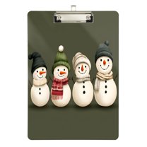 FORMRS Acrylic Clipboard with Low Profile Clip Standard A4 Letter Size, 12.5" x 9", Beige Snowmen