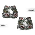 thumbnail image 5 of Kdxio Skulls Roses Print Workout Shorts for Women Seamless Soft Smooth Gym Yoga Scrunch Active Shorts, 5 of 9
