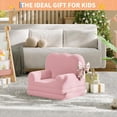 thumbnail image 2 of Kids Couch, 2-in-1 Convertible Teddy Fleece Fabric Toddler Sofa Chair, Soft Fold Out Couch Lounger for Kids, Comfy Children's Sofa Bed for Playroom, Nursery, Birthday Gift (Pink), 2 of 7