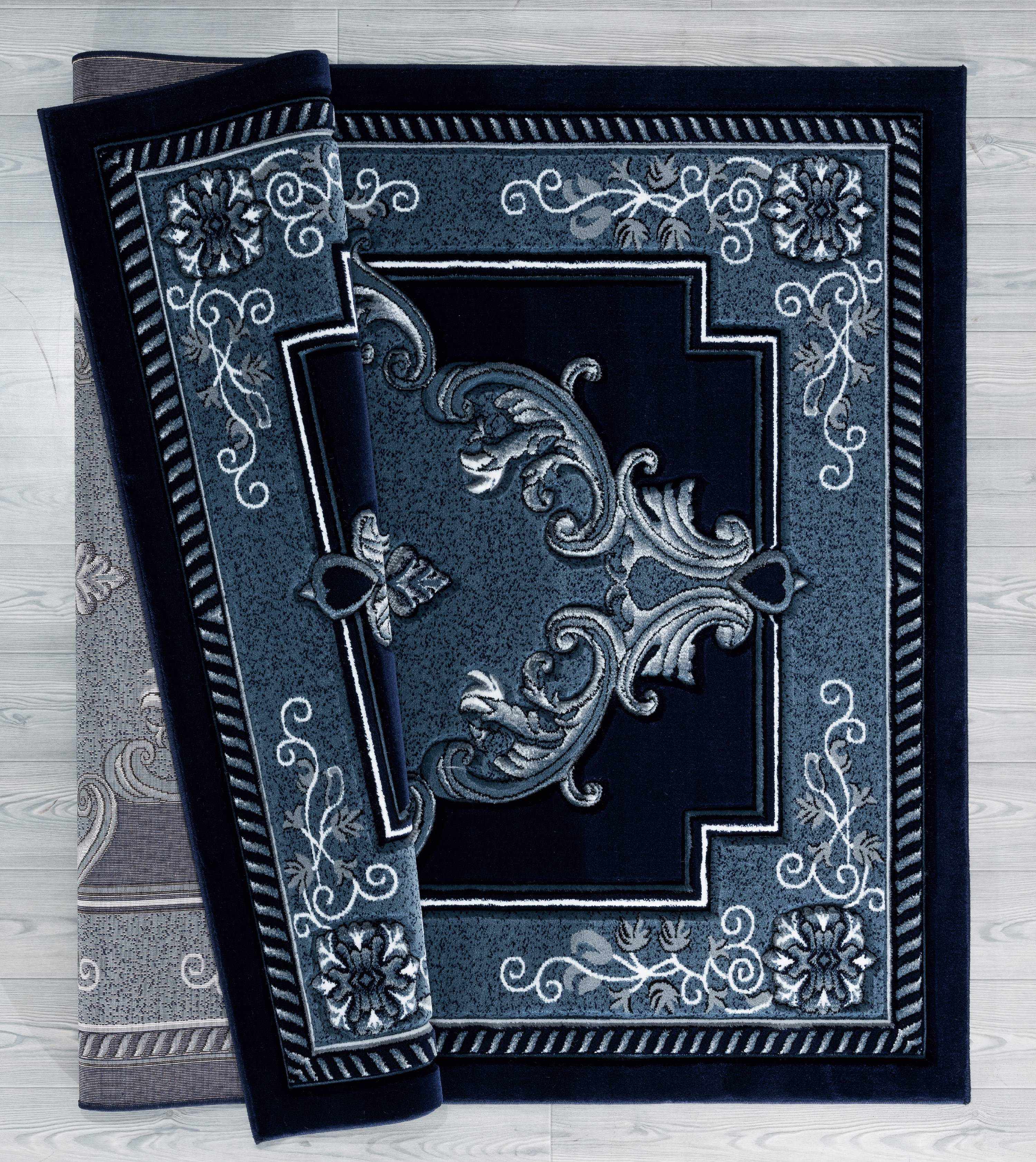United Weavers Drachma Patras Traditional Medallion Runner Rug, Navy, 2'7" x 7'4"