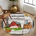 thumbnail image 2 of Round Rug 6Ft Washable Non-Slip, Farmhouse Cow Circle Area Rugs for Living Room Bedroom, Country Sunflowers Pig Cabin Barn Wooden Indoor Floor Mats Carpet Runner for Home Decor Aesthetic, 2 of 8