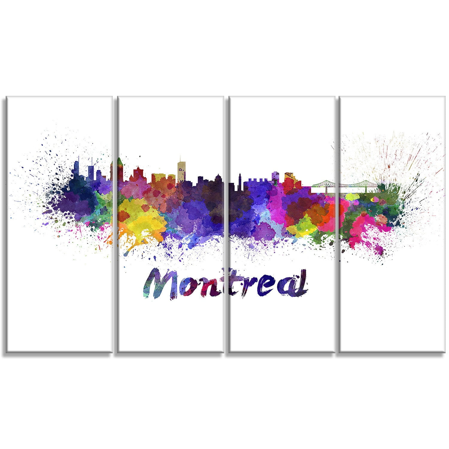 Designart 'Montreal Skyline ' Multipanel Cityscape Extra Large Metal Wall Art Print