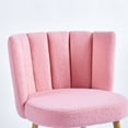 thumbnail image 5 of Faux Fur Dining Chairs, Modern Dining Chair with Wood Color Metal Legs, Upholstered Dining Chairs, Accent Desk Chair Suitable for Dining Room, Living Room(Light Pink,Set of 2), 5 of 7