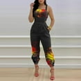 thumbnail image 2 of Wycnly Womens Jumpsuits Sexy Backless Club Elastic Waist Strap Maxi Jumpsuits Overalls Trendy Tie-Dye Print Square Neck Sleeveless Long Summer Rompers Black l, 2 of 7