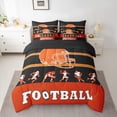 thumbnail image 2 of jejeloiu Rugby Football Sport 7 Pieces Bedding Comforter Set,Ball Game Lovers Full Bedding Set,Orange Helmet Fitted Sheet Flat Sheet For Kids,Super Cozy Room Decor Reversible, 2 of 8