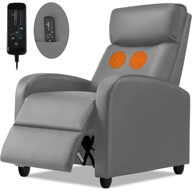 Sillón De Masaje Reclinable Bluelander Eléctrico Acolchonado con Control Remoto Soporte Lumbar Gris