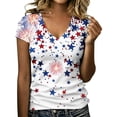 thumbnail image 2 of Trendfront Womens Fireworks Print T-Shirt 4th of July Independence Day Celebration V-Neck Tee Short Sleeve Casual Summer Tops, 2 of 5