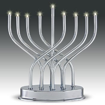 Chrome LED Electric Menorah with Battery Power photo 6