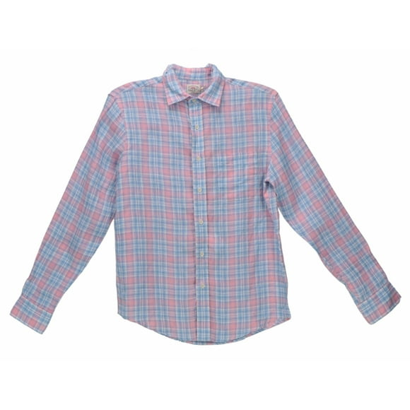 Faherty Chemise Décontractée à Carreaux en Lin Rose / Bleu pour Hommes - S
