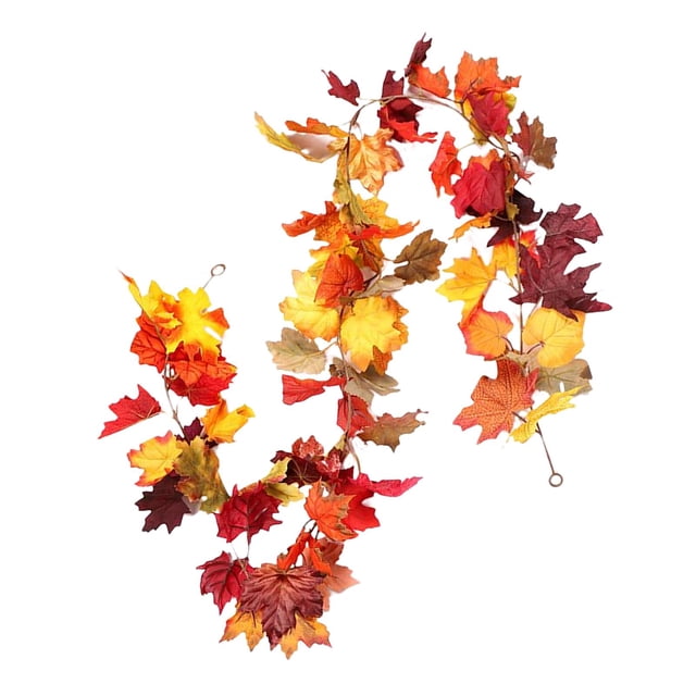 Fall Maple Garland with LED Mixed Color 170cm for Home Wedding Gloria Guirnalda de Otoño Hoja de Arce