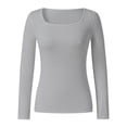 thumbnail image 3 of Women's Solid Color Casual Fashion Sexy Square Neck T-Shirt Soft Comfortable Breathable Daily Wear Stylish Top, 3 of 6