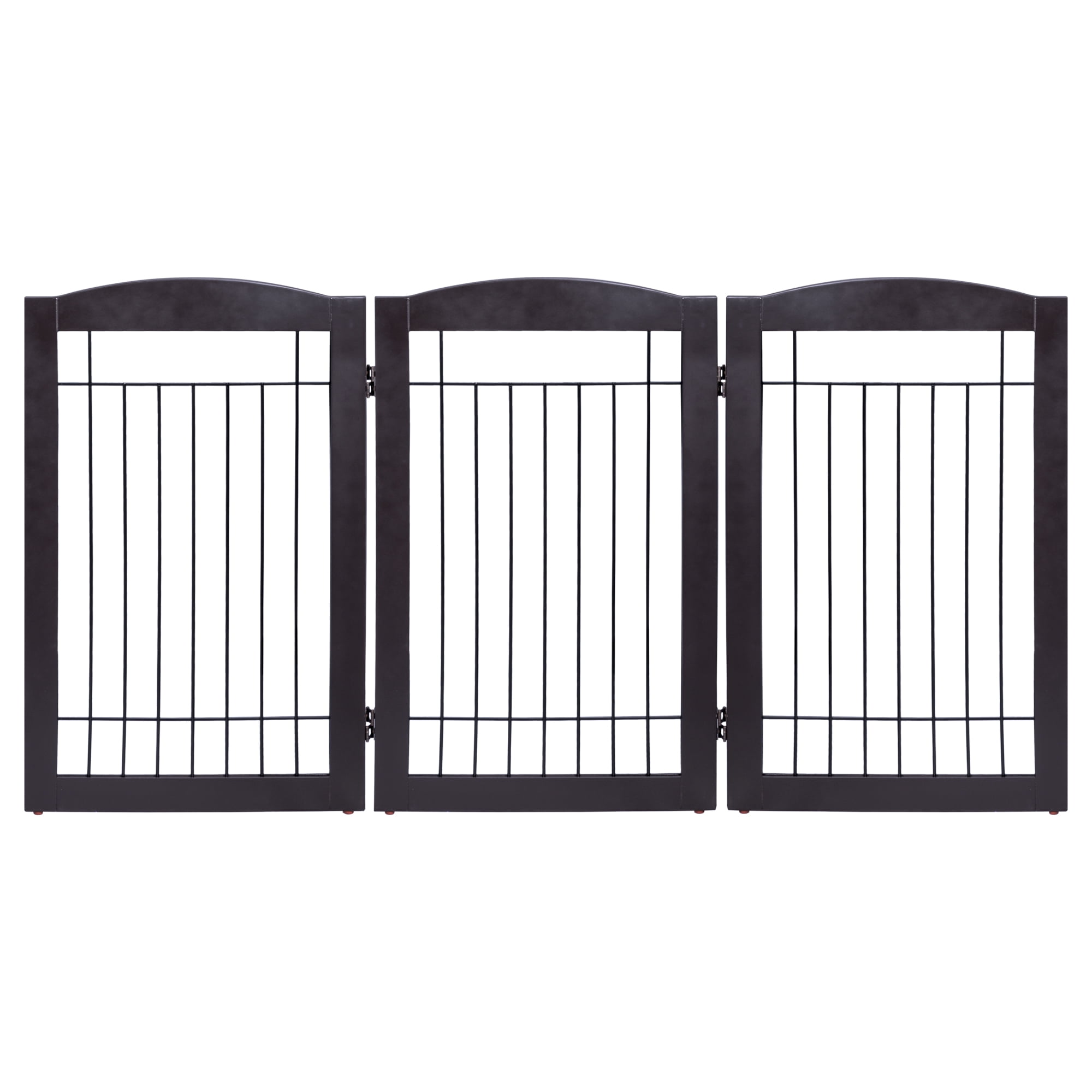 STAROUS Pet Gate for Dogs, 60 inches Extra Wide, 30 inches Tall Dog Gate for The Houes, Doorway, Stairs, Pet Puppy Safety Fence, Espresso- 3 Panels(No Include Support Feet)