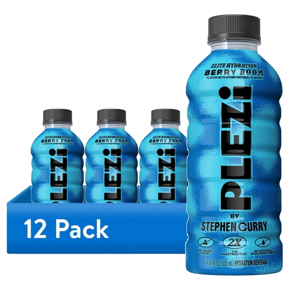 (12 pack) PLEZi Hydration Berry Boom: Real Juice, 2X Electrolytes, 560mg Potassium, No Added Sugar, No Artificial Colors - 16.9 Fl Oz, 1 Count