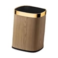 thumbnail image 4 of Basura de basura cesta PU cuero elegante contenedor de basura moderno contenedor de basura para lavandería doméstica sala de estar dormitorio 12L Square Gold, 4 of 8