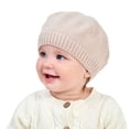 thumbnail image 3 of Autumn Winter Warm Soft Casual Artist Painter Cap Beanies Cap Baby Beret Hat Knitted WHITE, 3 of 8
