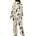 thumbnail image 2 of Suhoaziia Holiday Pajamas for Women Halloween Skin Friendly Lightweight Sleepshirts Tops with Jogger Sweatpants Indoor Activities Button-Down Spider Web Cat Loungewear Nightgown Size 4XL, 2 of 6
