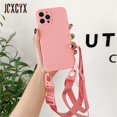 thumbnail image 1 of Funda de teléfono con correa de cordón de silicona líquida para iPhone 14 12 11 Pro Max 13 XS XR 8 7 Plus SE funda blanda Tan Jianjun unisex, 1 of 2