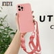 thumbnail image 1 of Funda de teléfono con correa de cordón de silicona líquida para iPhone 14 12 11 Pro Max 13 XS XR 8 7 Plus SE funda blanda Tan Jianjun unisex, 1 of 2