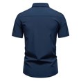 thumbnail image 4 of T-Shirt Homme Noir Col Rond T-Shirt Homme 2025 Chemise Décontractée Homme Mode Élégante Été Slim Manches Courtes Simple Boutonnage Col Rabattu, 4 of 6