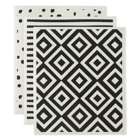 

Black & White Swedish Dishcloth 3 Piece
