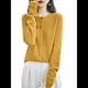 thumbnail image 2 of Suéter de Larga con Cuello Redondo de Color Liso para Mujer, Chaqueta de Punto Combinable para y Otoño Amarillo Mostaza M, 2 of 8