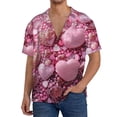 thumbnail image 3 of Fotbe Pink Glitter Heart Candy print Short Sleeve Button Down Shirts for Men Casual Summer Beach Wrinkle Free Shirt-Large, 3 of 7