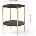 thumbnail image 2 of Rectangle Coffee Table Mid-Century Modern Design L W x H for Living Room - Structure Amber Glass Top and Walnut MDF Shelf Sleek Conical Metal Legs with Gold Finish, 2 of 8