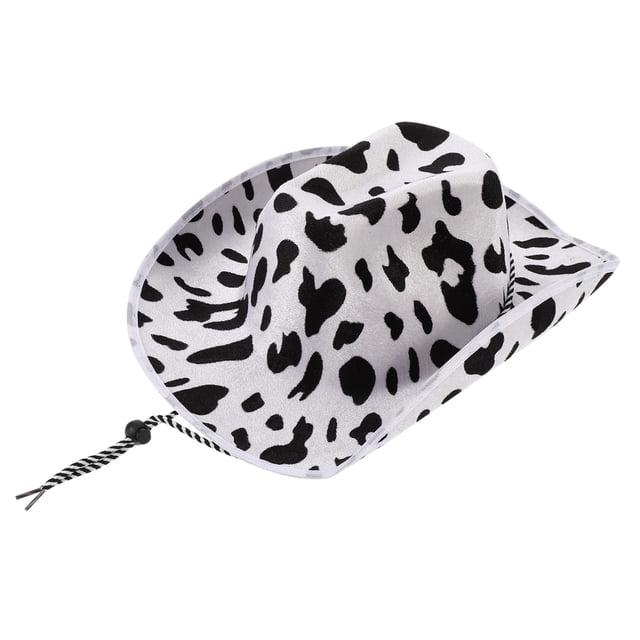 Sombreros de vaquero con estampado de vaca: correa ajustable para la barbilla, disfraz de Halloween, fiestas temáticas del lejano oeste, sombrero con estampado de animales