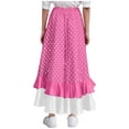 thumbnail image 4 of TiaoBug Kids Girls Polka Dots Layered Ruffle Flamenco Skirt Spanish Folklorico Gypsy Full Circle Dance Skirts Hot Pink 16, 4 of 7
