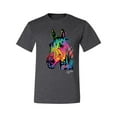thumbnail image 2 of Wild Bobby, Neon Rainbow Horse Animal Lover Men's Graphic T-Shirt, Heather Black, X-Large, 2 of 3