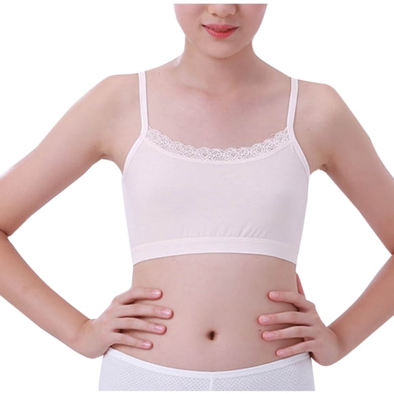 ATOGUTA Girls Sports Bra Size 9-13 Bralette Seamless Cami Crop Bras Built-Up Stretch Sports Bra in Everyday Colors Beige