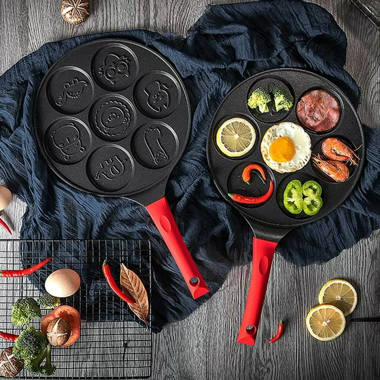 DAYOOH 5TK6JNQ Pancake Maker Pan - Griddle Pancake Pan Molds for Kids Nonstick  Pancake Griddle Crepe Pan with 7 Animal Shapes - Black