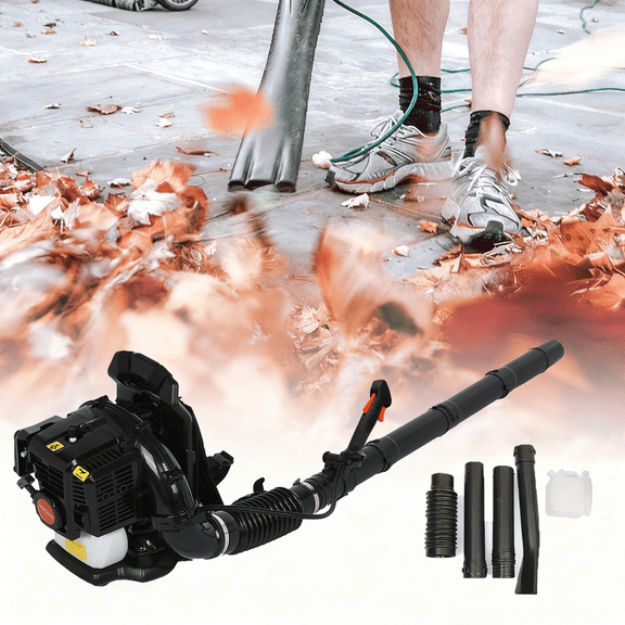 52CC Gas Backpack Leaf Blower – 1.7HP 2-Cycle Gas Leaf Blower, 550CFM High-Velocity, 200MPH High Airflow, Powerful Clearing Performance and Ergonomic Harness System