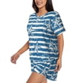 thumbnail image 2 of Rocae Ocean on Striped for Two Piece Sleepwear Pajamas Sets for Women Soft Short-Sleeved Pjs with Lounge Shorts Small, 2 of 9