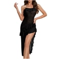 thumbnail image 2 of Naittoop Women's Mesh Chemise Nightgown Long Ruffle Sheer Bridal Lingerie Side Split Sexy Sleepwear Nightwear, 2 of 5