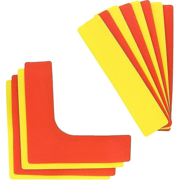 12 Pcs Tennis Court Line Boundary Markers, Pickleball Court Spot Markers For Kids, Basketball Training Equipment, Red And Yellow-hy
