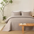 thumbnail image 6 of 3 PCS Solid Color Ultrasonic Lightweight Quilt Bedspread Set, Breathable Bed Cover, Modern All Season Bedding, 6 of 7