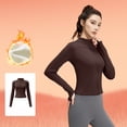 thumbnail image 2 of TMOYZQ Women's Workout Jacket Full Zip Thickened Warm Athletic Jackets Long Sleeve Slim Fit Tops Casual Lightweight Velvet Lined Cropped Active Yoga Tops, 2 of 7