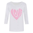 thumbnail image 5 of lcziwo Hauts à Manches 3/4 pour Femmes, Imprimé de la Saint-Valentin, Col Rond, Chandail-Over, Mode, Couple, Vacances, Cœur, Graphique, Blanc, m, 5 of 5