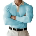thumbnail image 2 of DAFPZW Mens Knit Long Sleeve Casual Sweater V-Neck Collared Golf Shirts Activewear Pullovers, 2 of 4