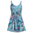 thumbnail image 5 of HKEJIAOI Robes de Sortie pour Femmes Cadeau d'Anniversaire Femmes Dames Col en V Sans Manches Ceinture Condole Imprimé Fleurs Robe Ligne A Bleue Réduction Liquidation, 5 of 5